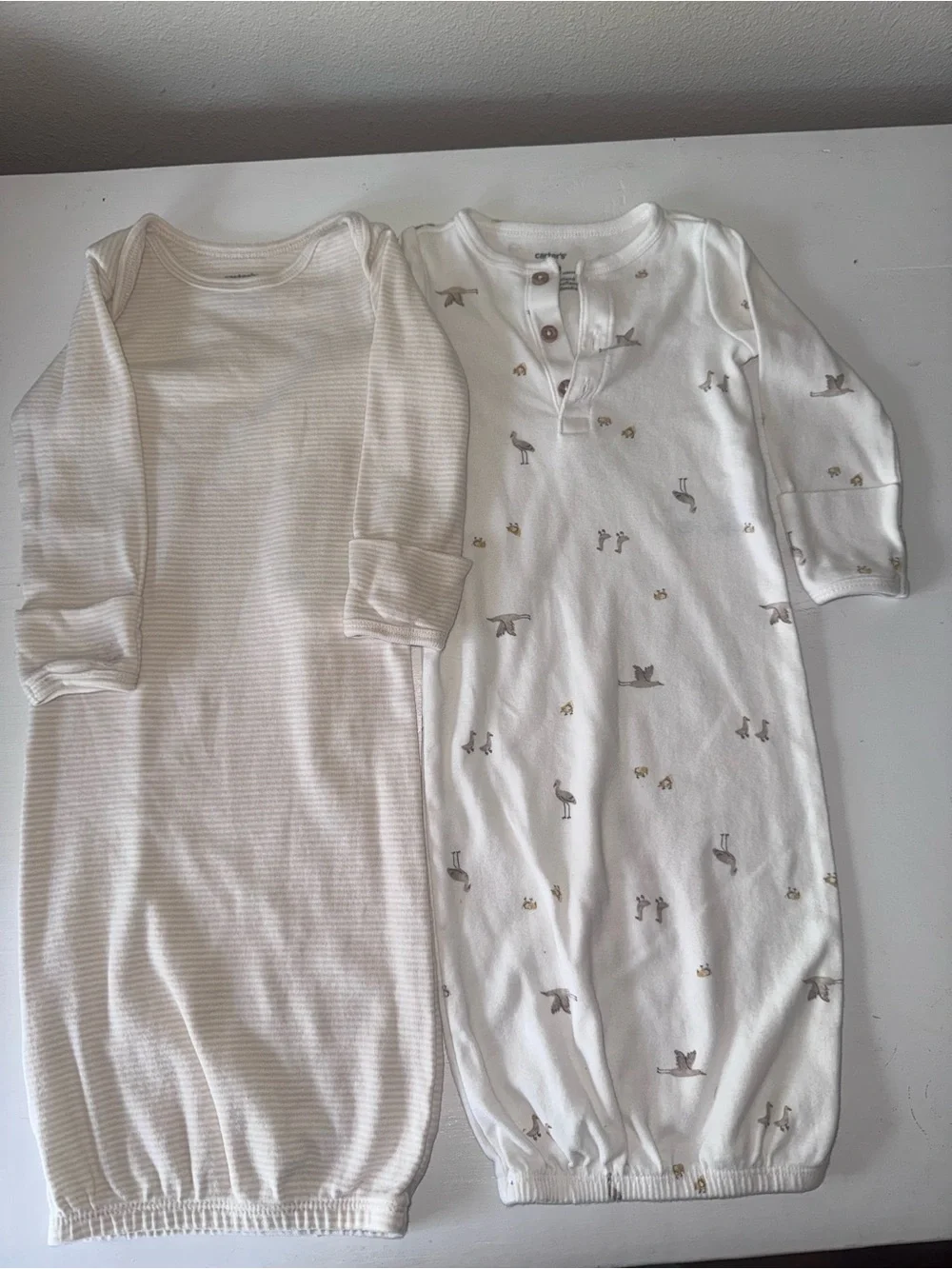 Unbranded Cream & White Baby Gown Set - Soft Sleepwear
